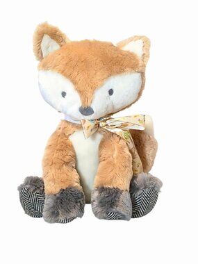 2017 Levtex Kids Woodland Fox Tan White Chevron Feet Stuffed Plush Toy 14"